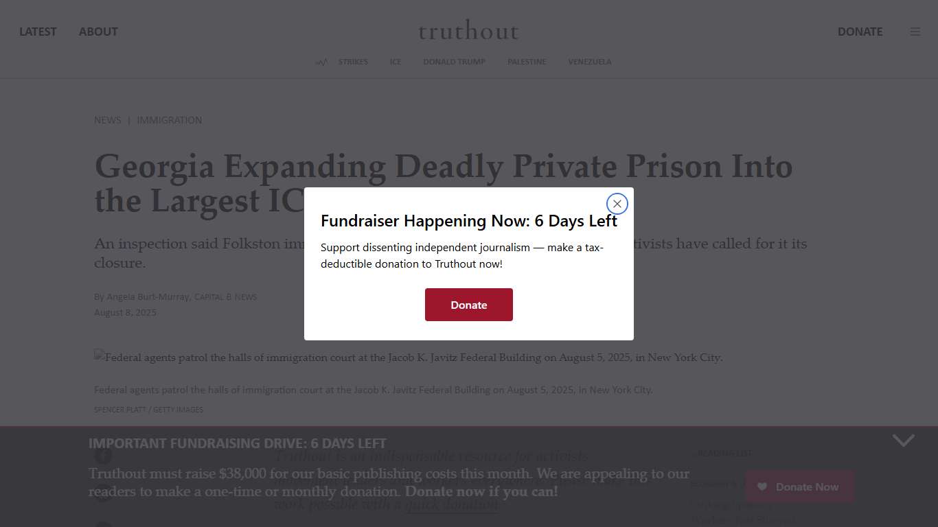 Georgia Expanding Deadly Private Prison Into the Largest ICE Facility in the US Truthout